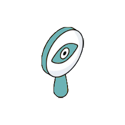 A cartoon-style handheld mirror with a large eye displayed on its reflective surface.