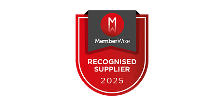 MemberWise Recognized Supplier badge for 2025 with red, black, and gray colors.