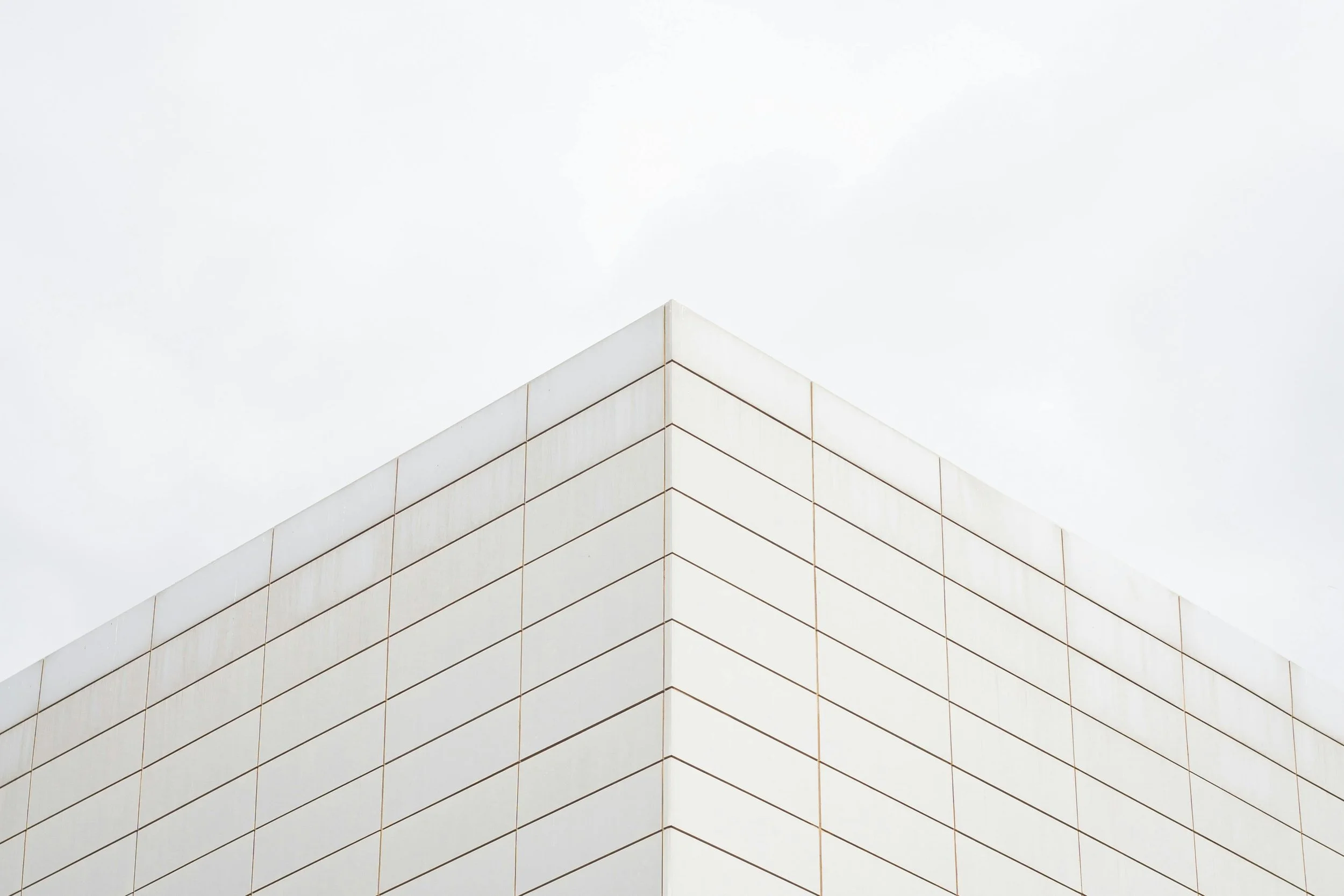 Minimalist white architectural structure representing sustainable marketing design