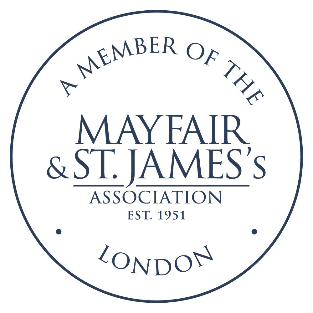 Logo denoting Whitaker Luxury's membership of the Mayfair & St. James's Association, established in 1951, located in London.