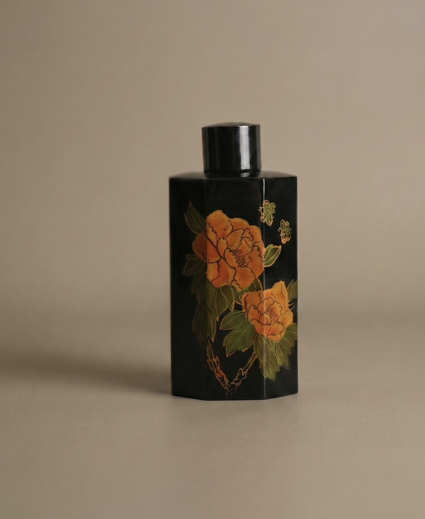 Black Lacquered Japanese Tea Caddy