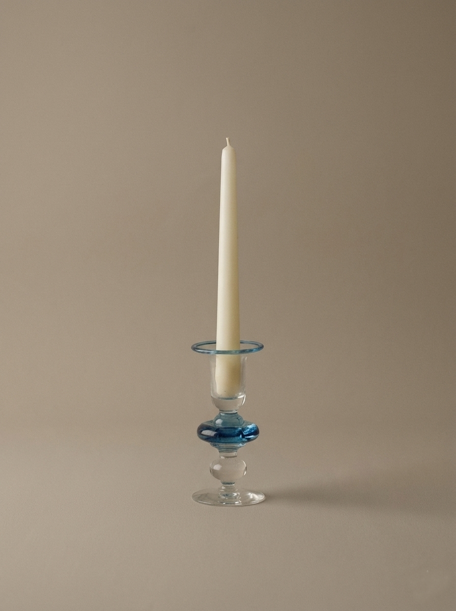 Blue Speckled Glass Candle Holder