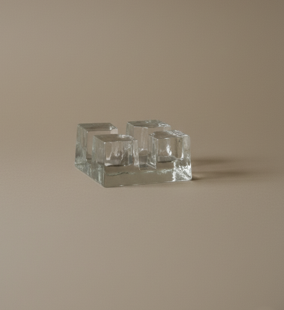 Ice Cube Glass Candle Holder