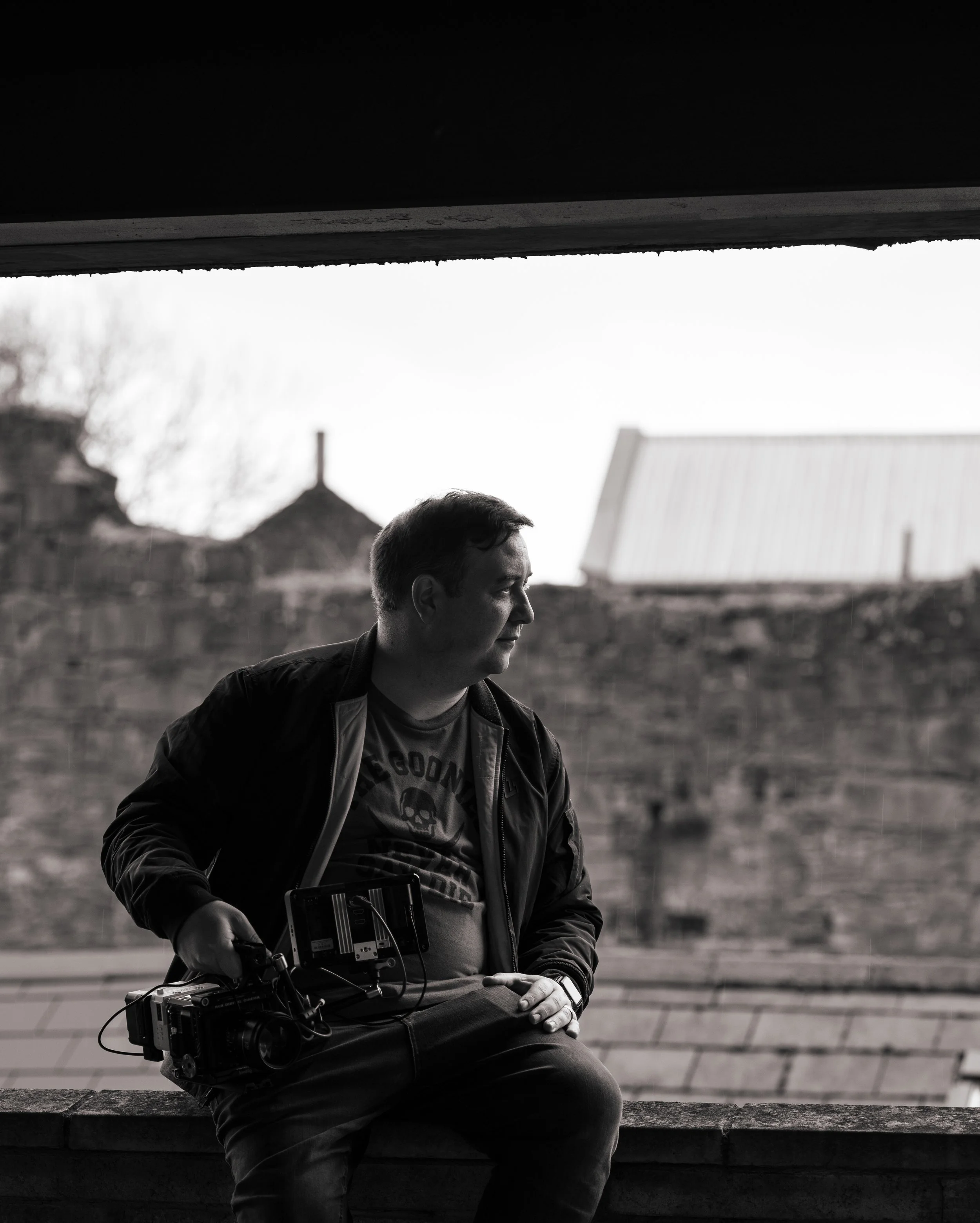 Barry Fahy - BlackRoad Studios - Photo by Aaron Walsh
Black and White - Holding Camera