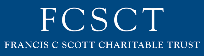 Logo of the Francis C Scott Charitable Trust with white text on a blue background.