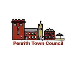 Illustration of a town skyline with a clock tower, labeled 'Penrith Town Council'.