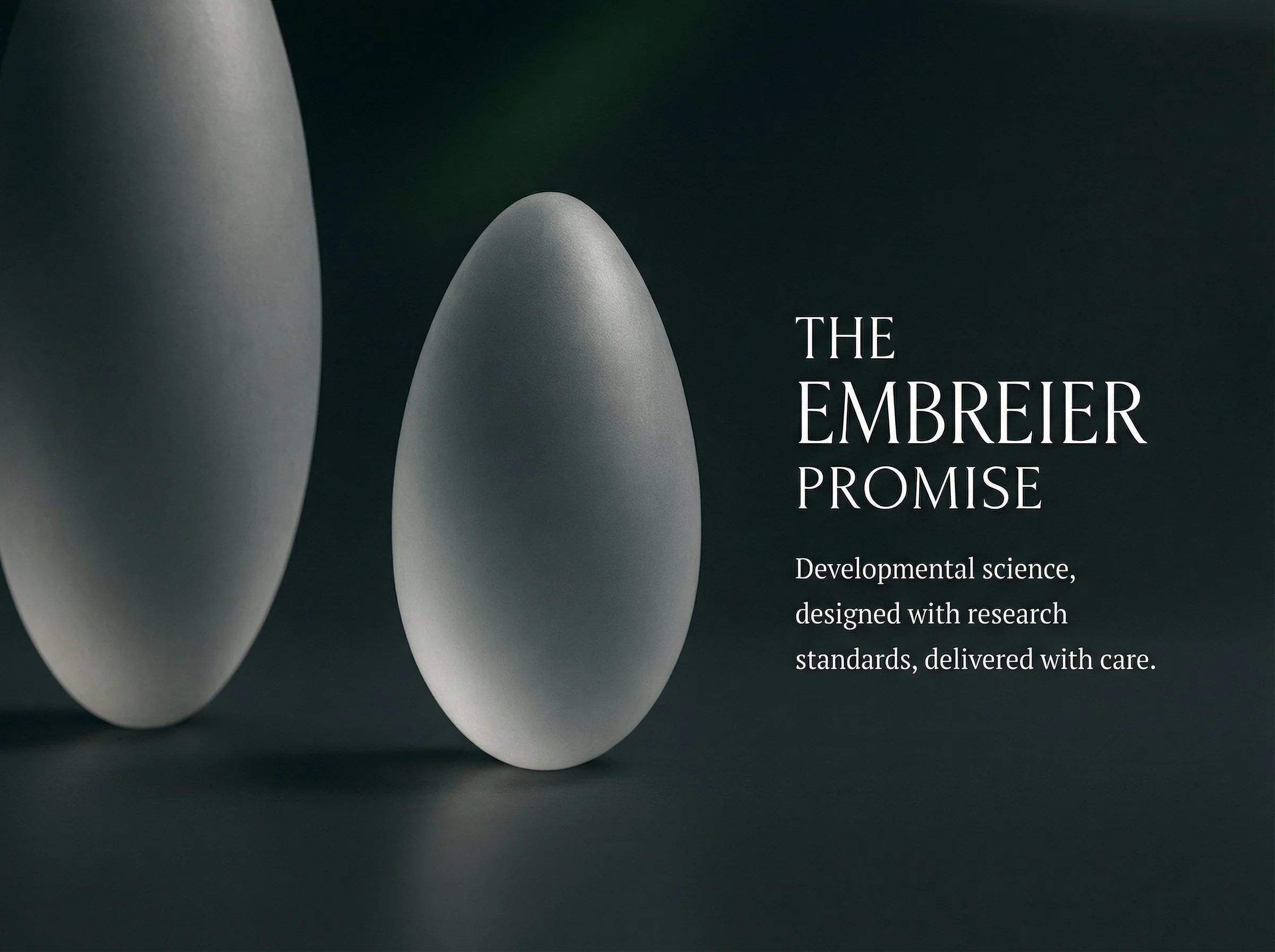 La promesse Embreier : science du développement, normes de recherche, prestation soignée