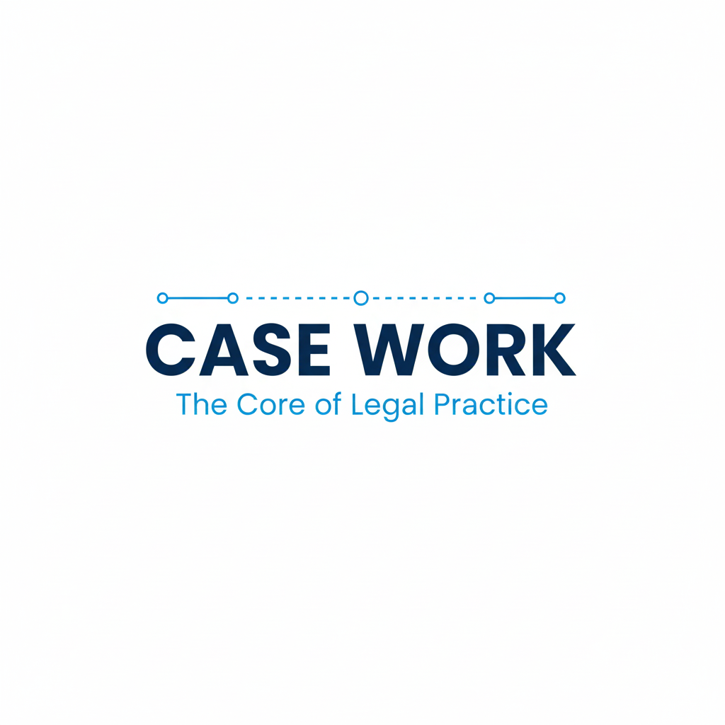Book cover titled 'Case Work: The Core of Legal Practice' with a minimalist design and a dotted line and circles above the text.