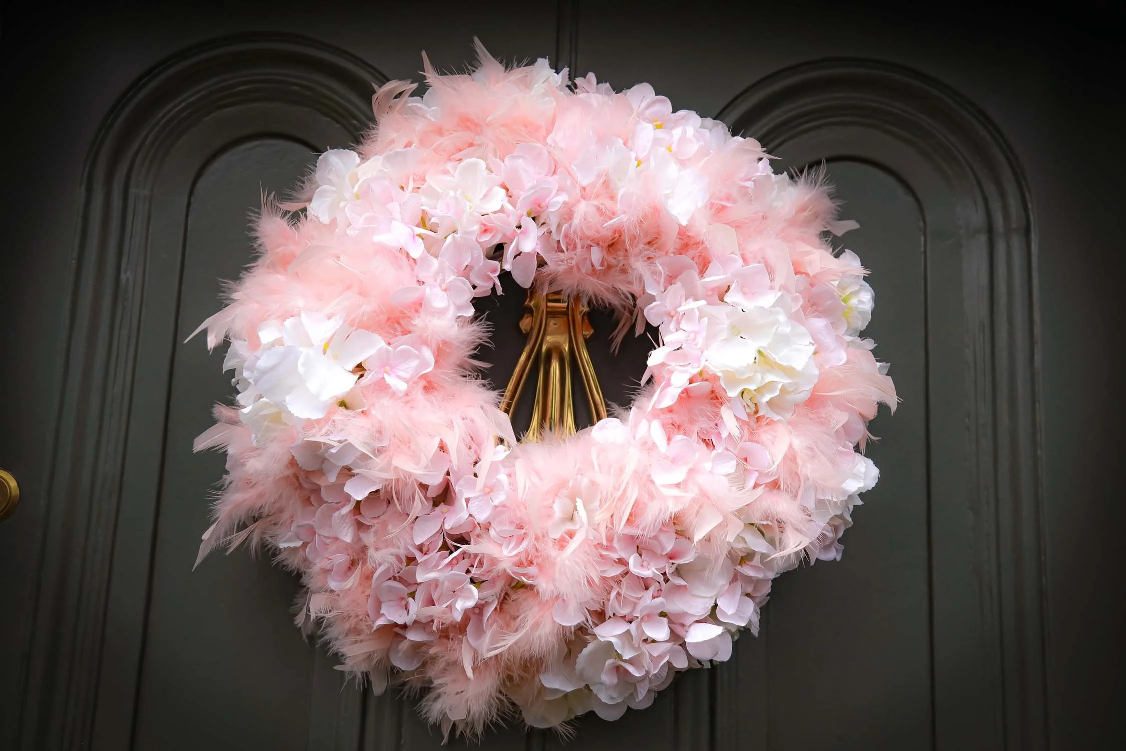 Soft Pink with White and Feather Hydrangea 65cms