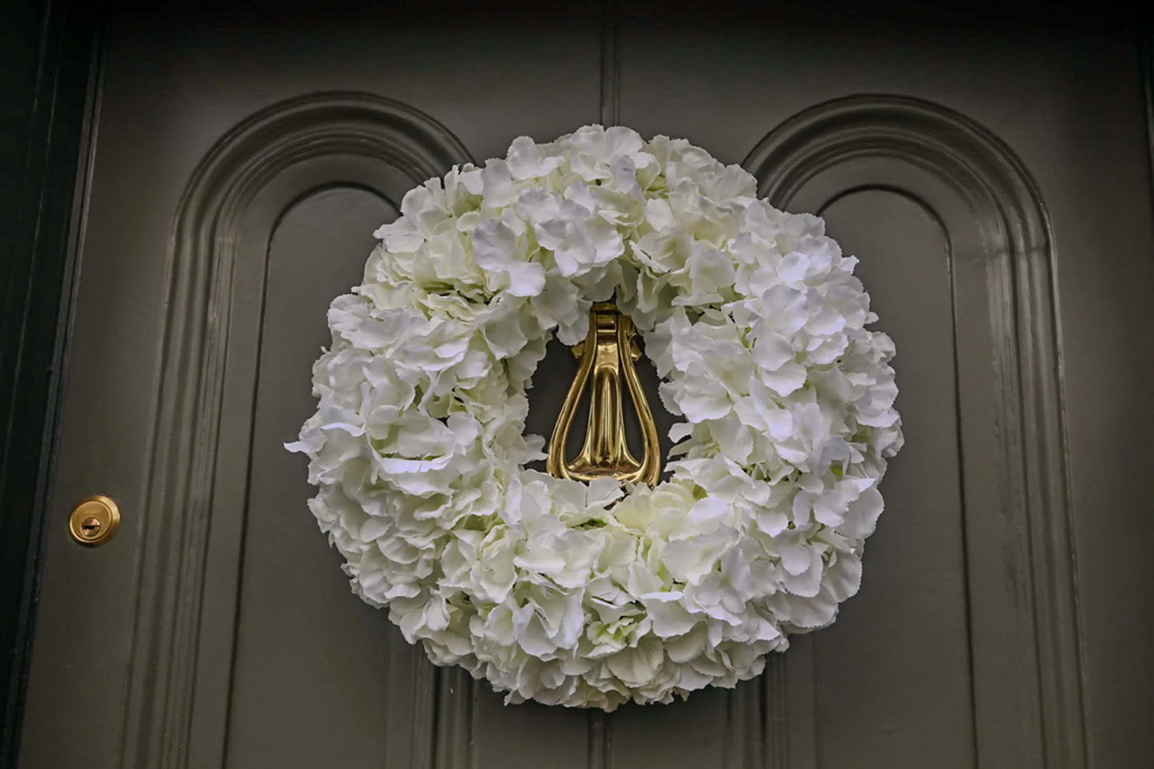White Hydrangea Door Wreath