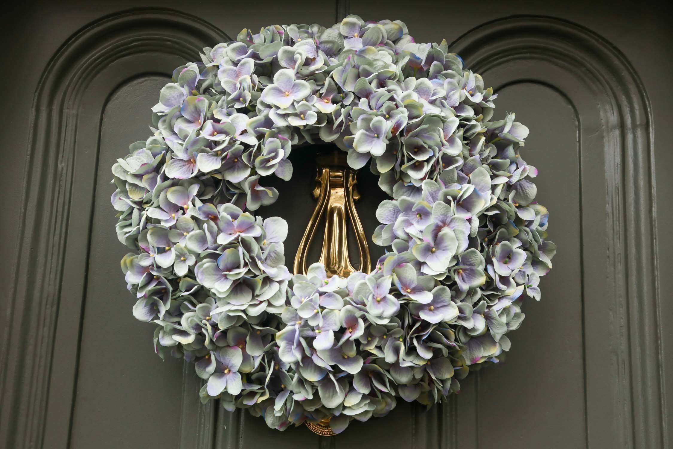 Two tone green with grey Hydrangea Wreath 60cns