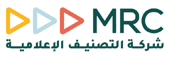 Logo of MRC company with three arrow symbols pointing to the right, in yellow, blue, and red, and Arabic text below.