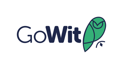 GoWit logo with a stylized owl in green and blue.