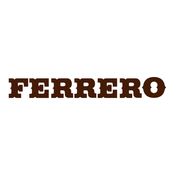 The FERRERO logo in bold, brown, 3D-style font centered on a white background.
