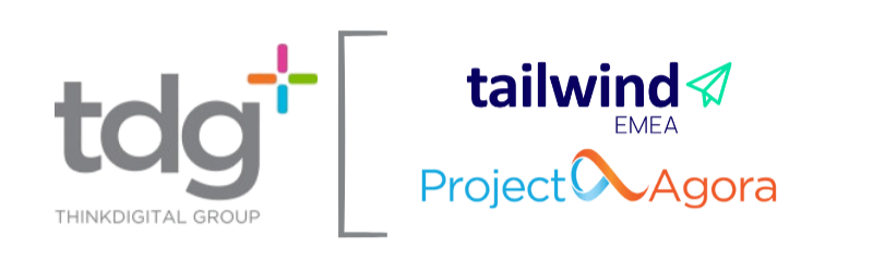 Collection of Think Digital Group logos, including Tailwind and Project Agora.