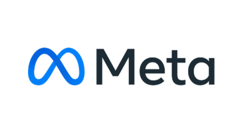 Meta logo with a blue infinity symbol and the word 'Meta' in black.