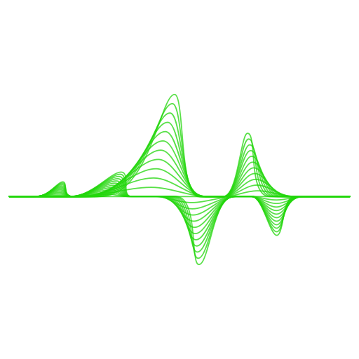 Green sound wave or audio waveform on a black background.