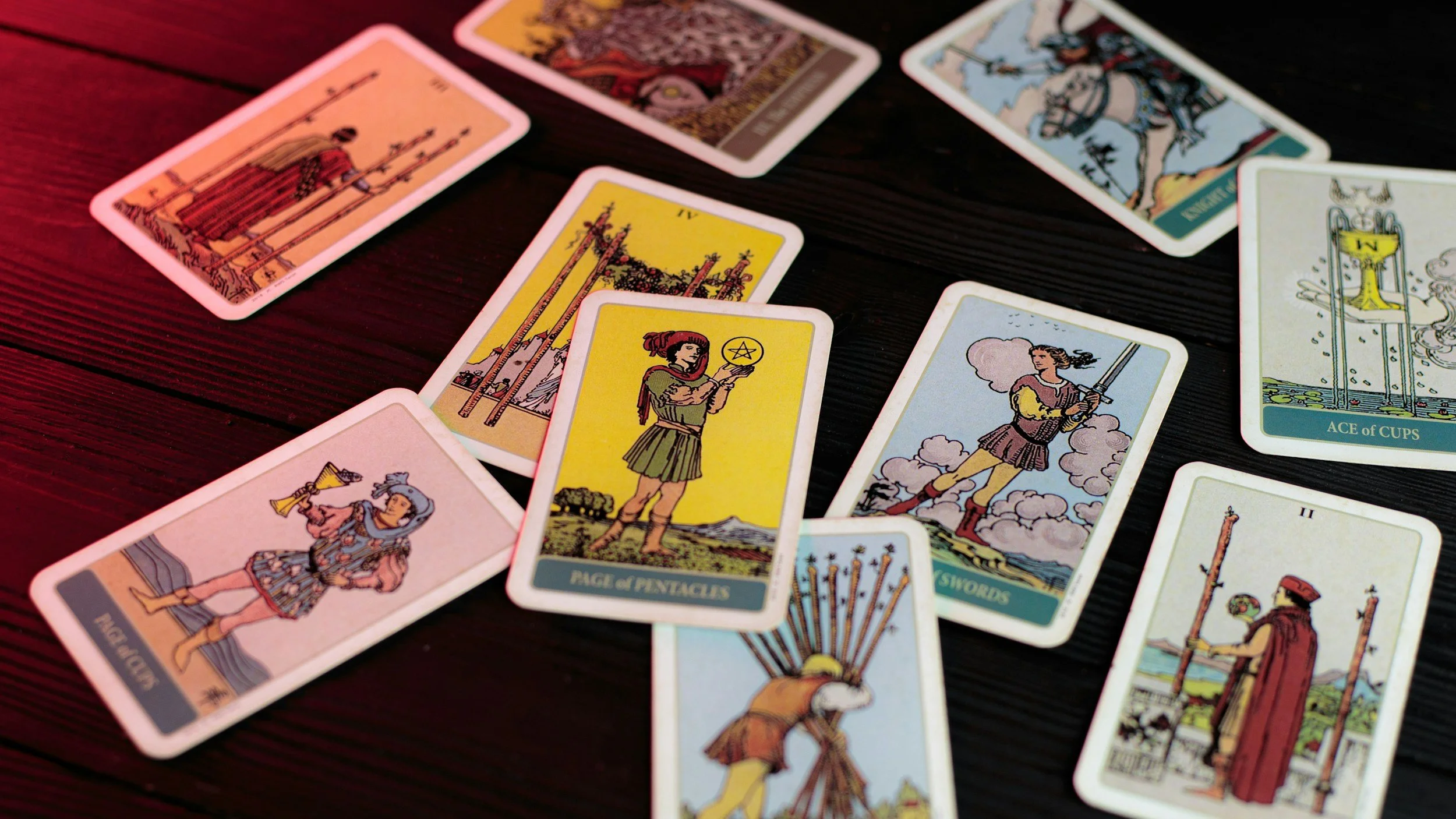 Tarot cards arranged for a reading, supporting self-reflection and inner clarity