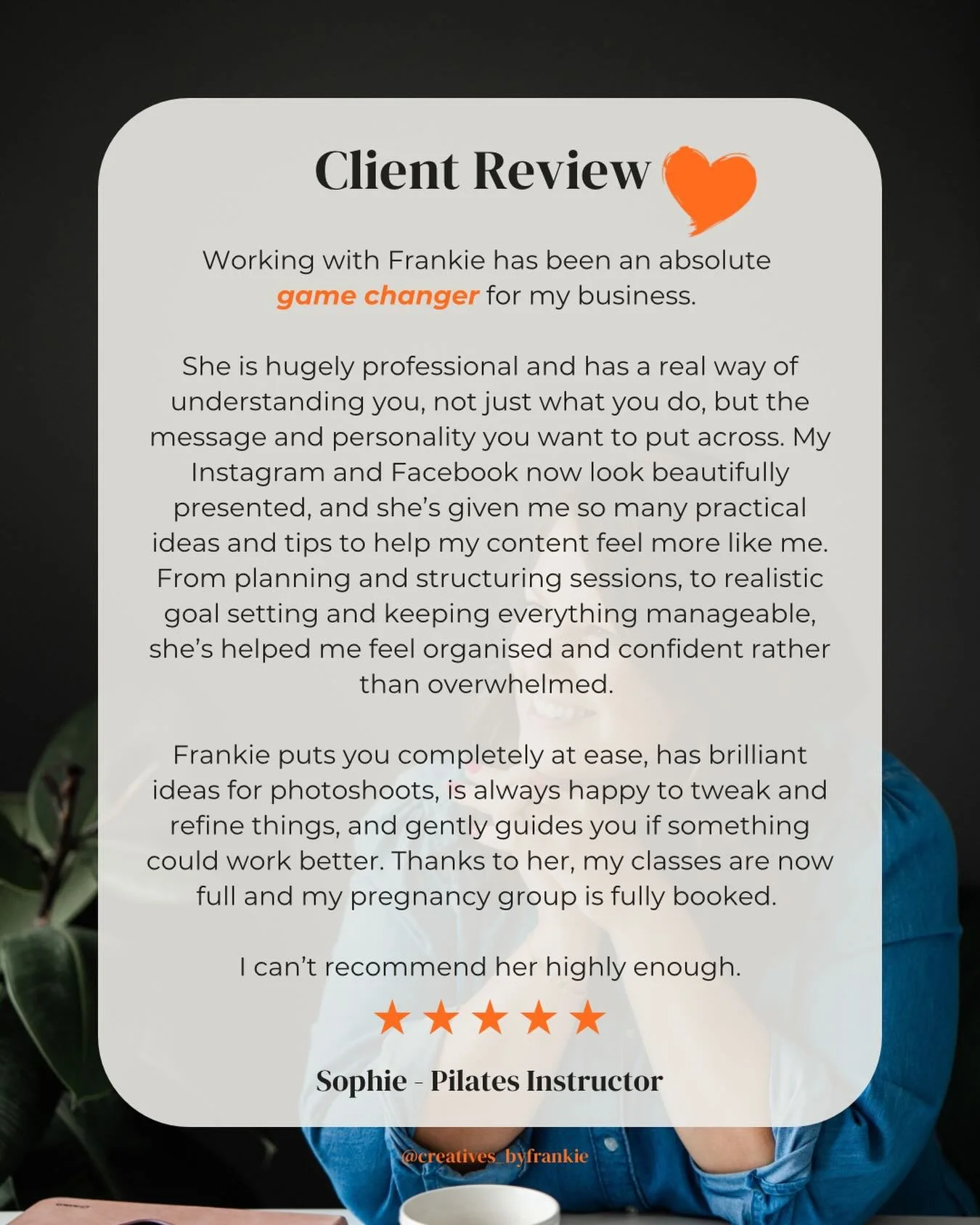 This client went from struggling to find people for her courses and posting very sporadically to being consistently visible online and fully booked MONTHS in advance! 🙌🏼😍

Through strategy sessions, social media management and content shoots, we w