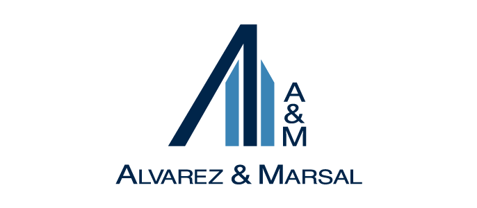 Logo of Alvarez & Marsal featuring stylized blue and gray lines forming an 'A' and 'M' with the company name beneath.