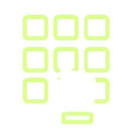 A digital illustration of a hand tapping on a keypad or grid of nine squares.