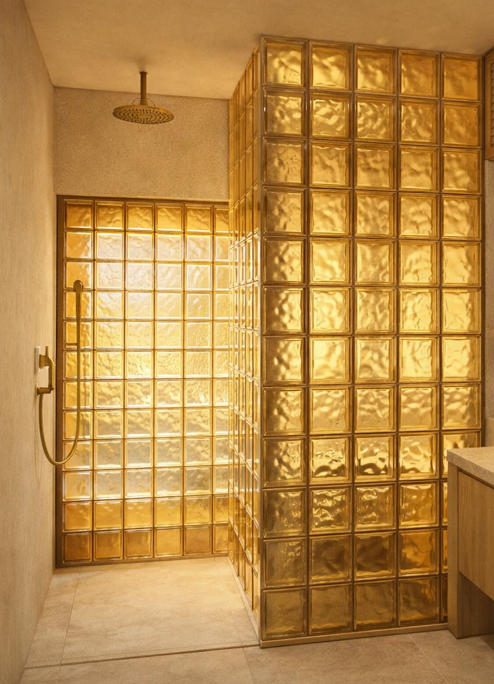 Détail de salle de bain dans le concept Villeparisis, montrant l’intégration des matériaux et traitement de la lumière.