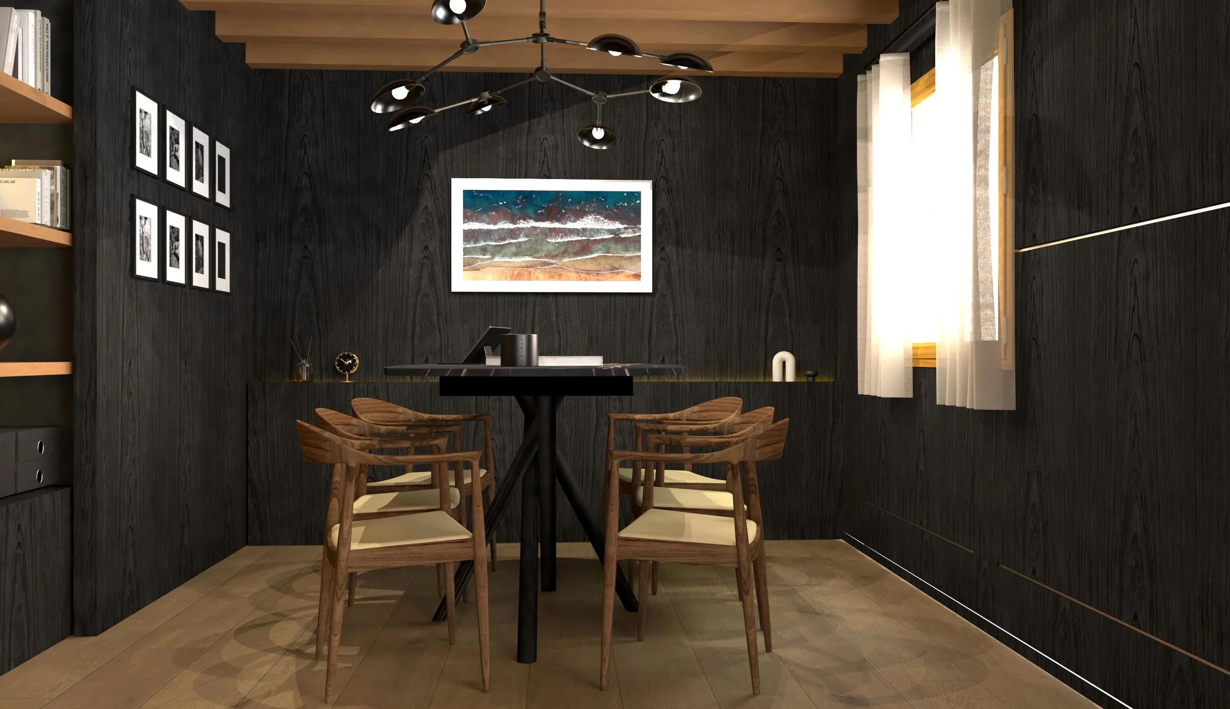 Détail de la table de réunion pour l’agence, conception soignée et ambiance conviviale.