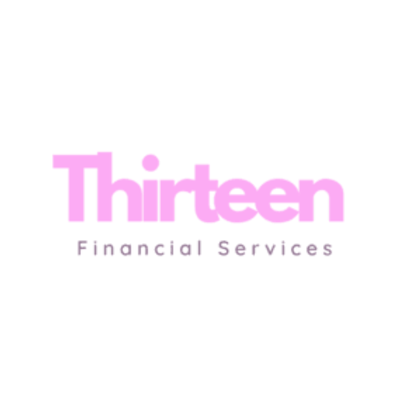 Thirteen Financial Services logo in pink and purple text on a white background.