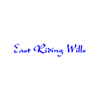 Text that reads 'East Riding Wills' in blue cursive font on a white background.