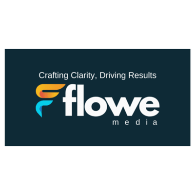 Flowe Media logo with the tagline 'Crafting Clarity, Driving Results' on a dark background.