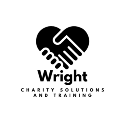 Logo of Wright Charity Solutions and Training featuring a heart-shaped handshake.