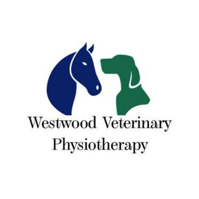 Logo featuring a blue horse head and a green dog head with the text 'Westwood Veterinary Physiotherapy'