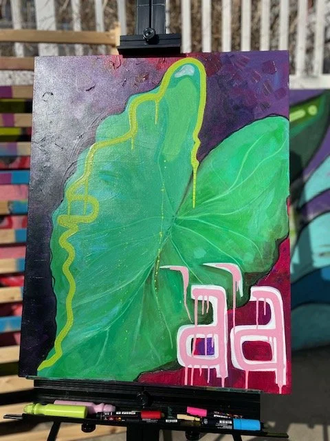 A'a
Acrylic on canvas

'Olelo Hawai'i series - A'a means to challenge, brave, or dare an obstacle. 

'olelo is the native language of the Kingdom of Hawai'i.