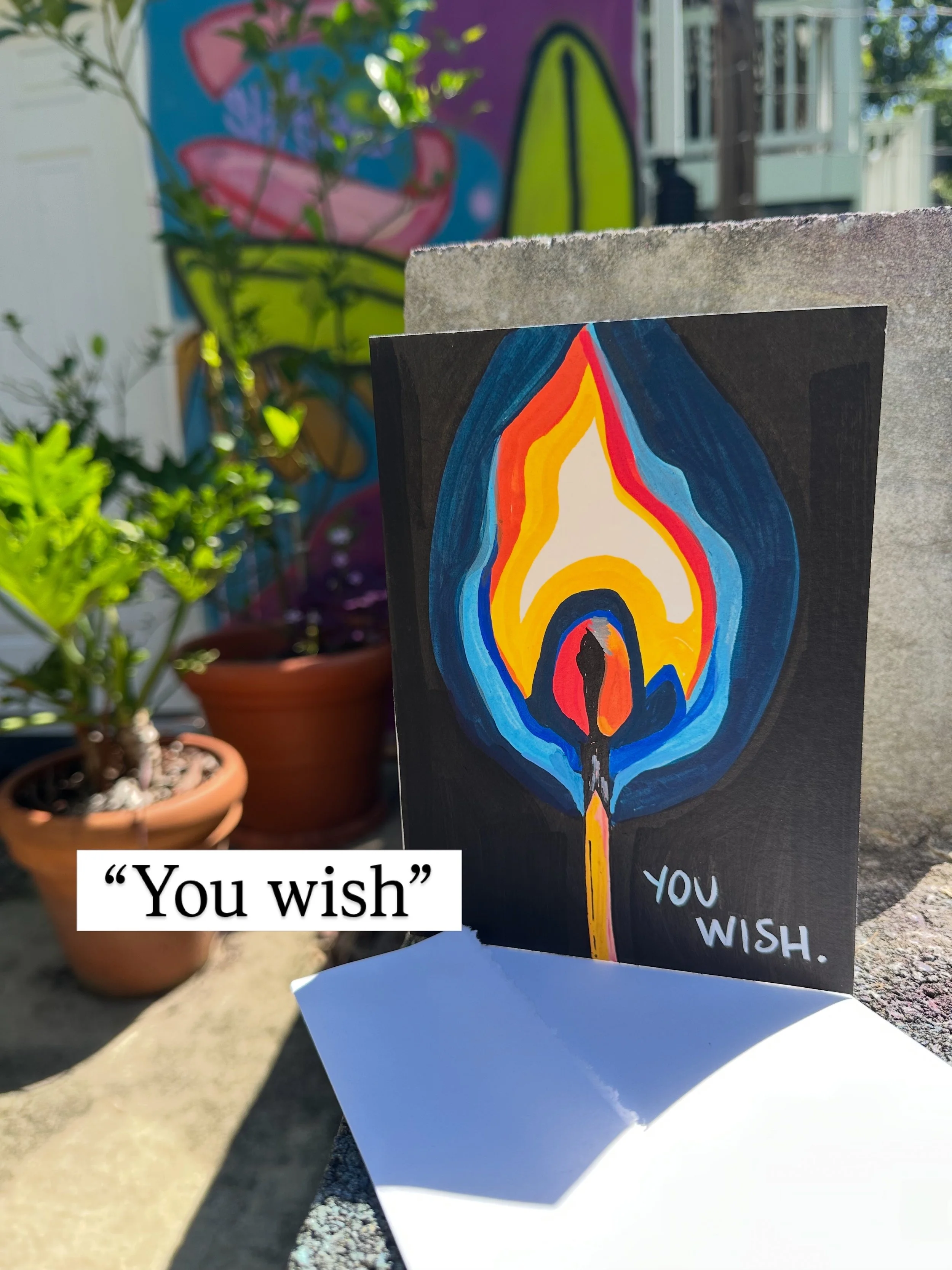 Hand-painted Original Greeting Card - "You Wish"