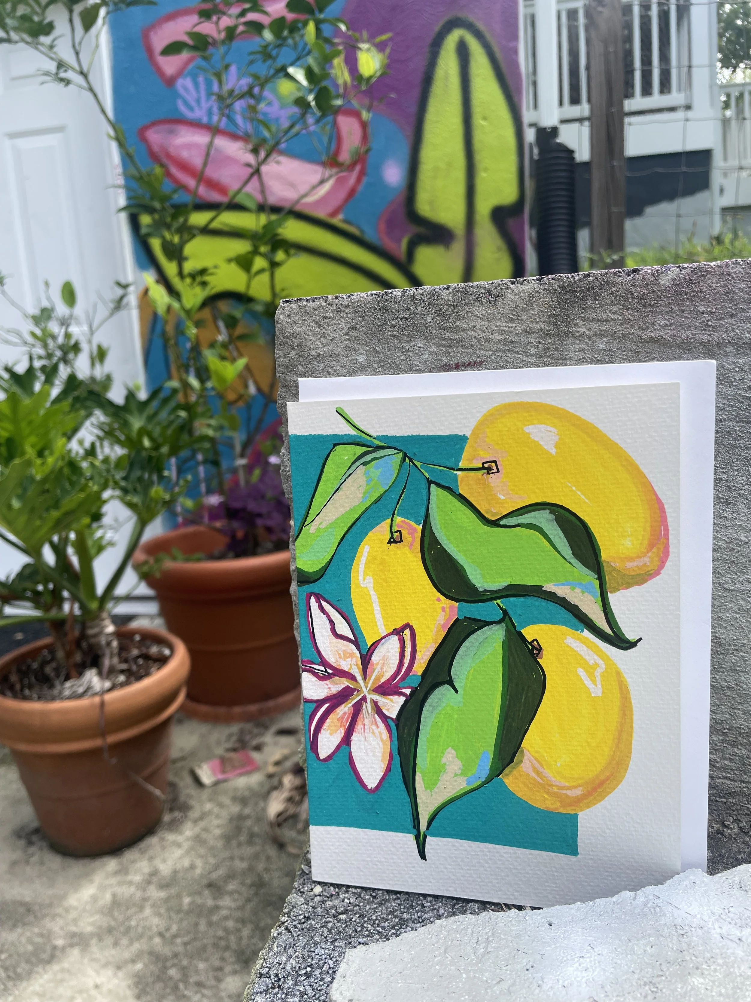 Hand-painted Original Greeting Card - "Lemon Squeezy"