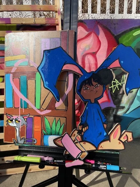 GRR Learns to Paint
Acrylic on plywood

GRR is an archetype imagined by the artist. Playful, feral, and unafraid. 