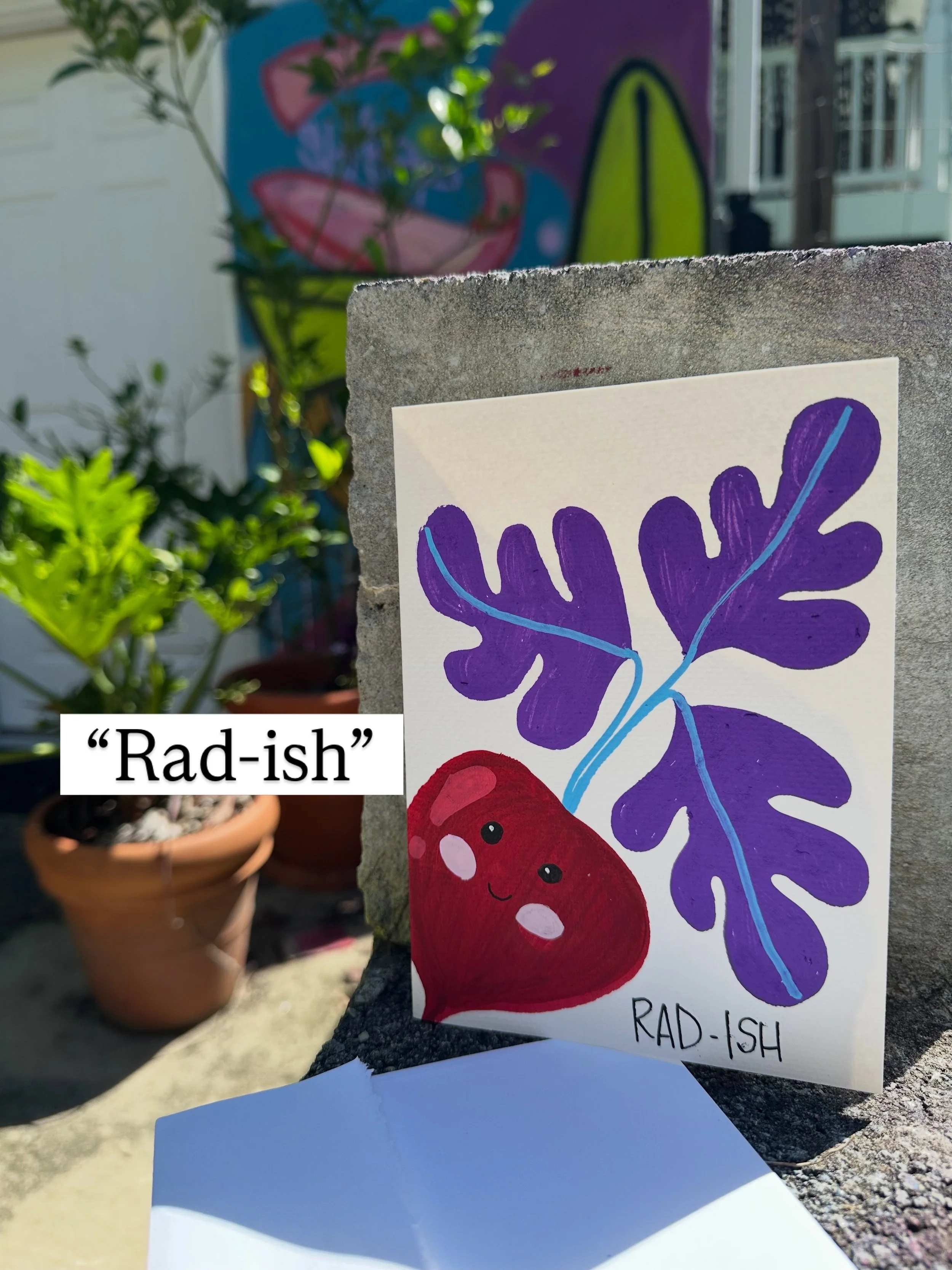 Hand-painted Original Greeting Card - "Rad-ish"