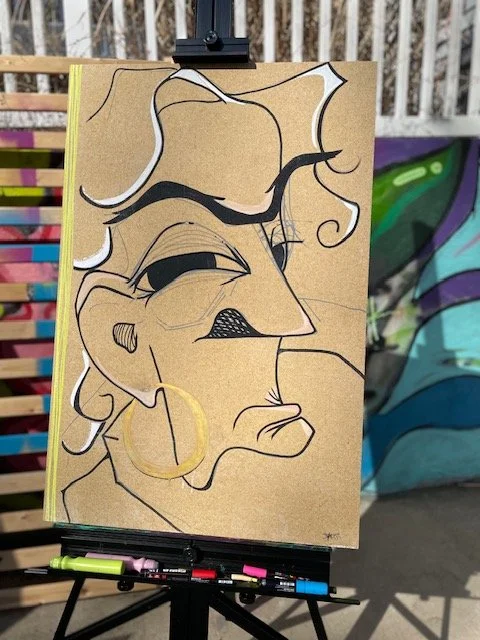 Baddie
Acrylic on pressboard 24 x 36"
Confronts the aging woman trope: hardened and weathered, invisible and lackluster, and how these assigned traits can usher in a renewed sense of freedom, womanhood and power. 