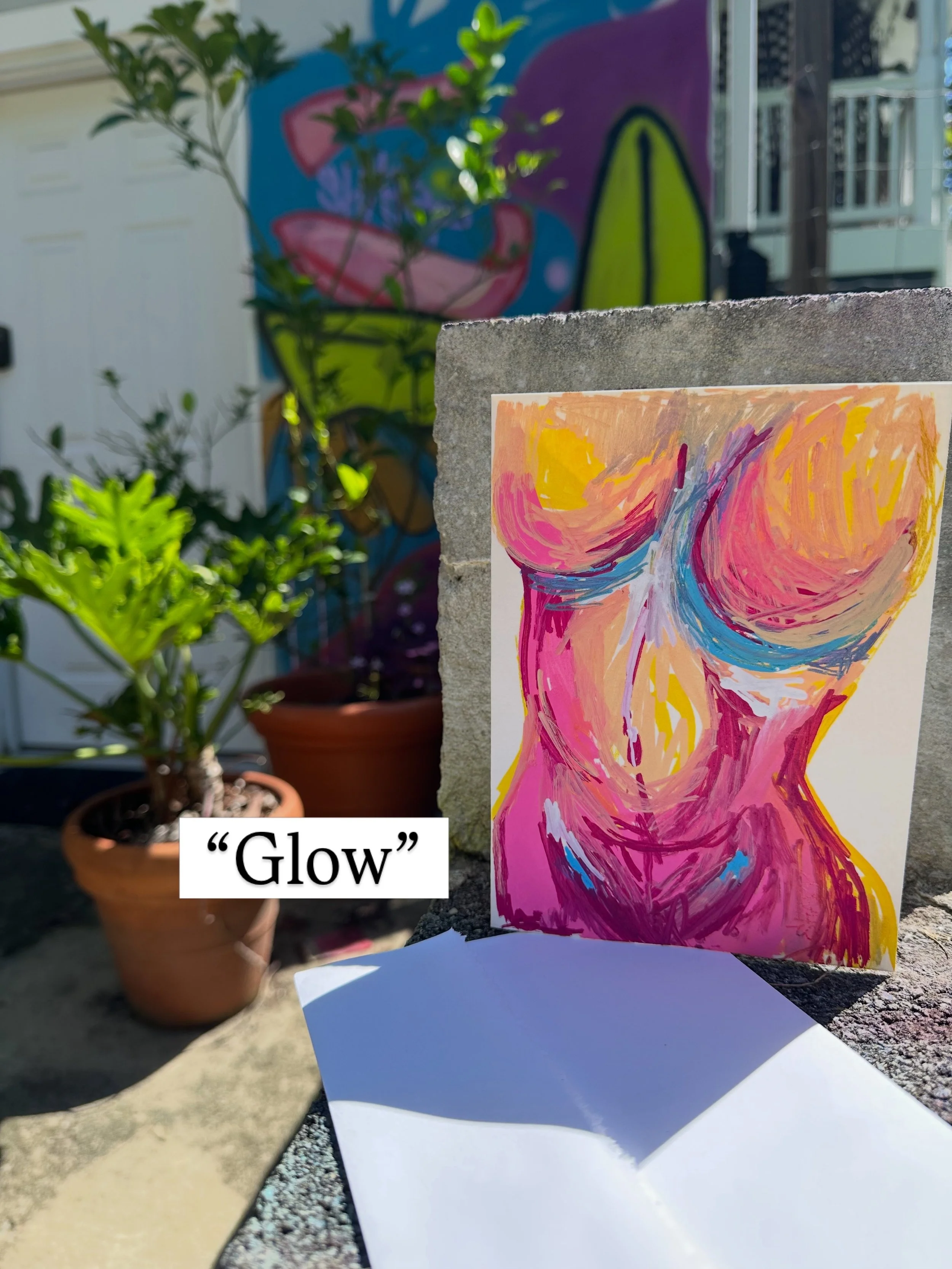 Hand-Painted Original Greeting Card - "Glow"