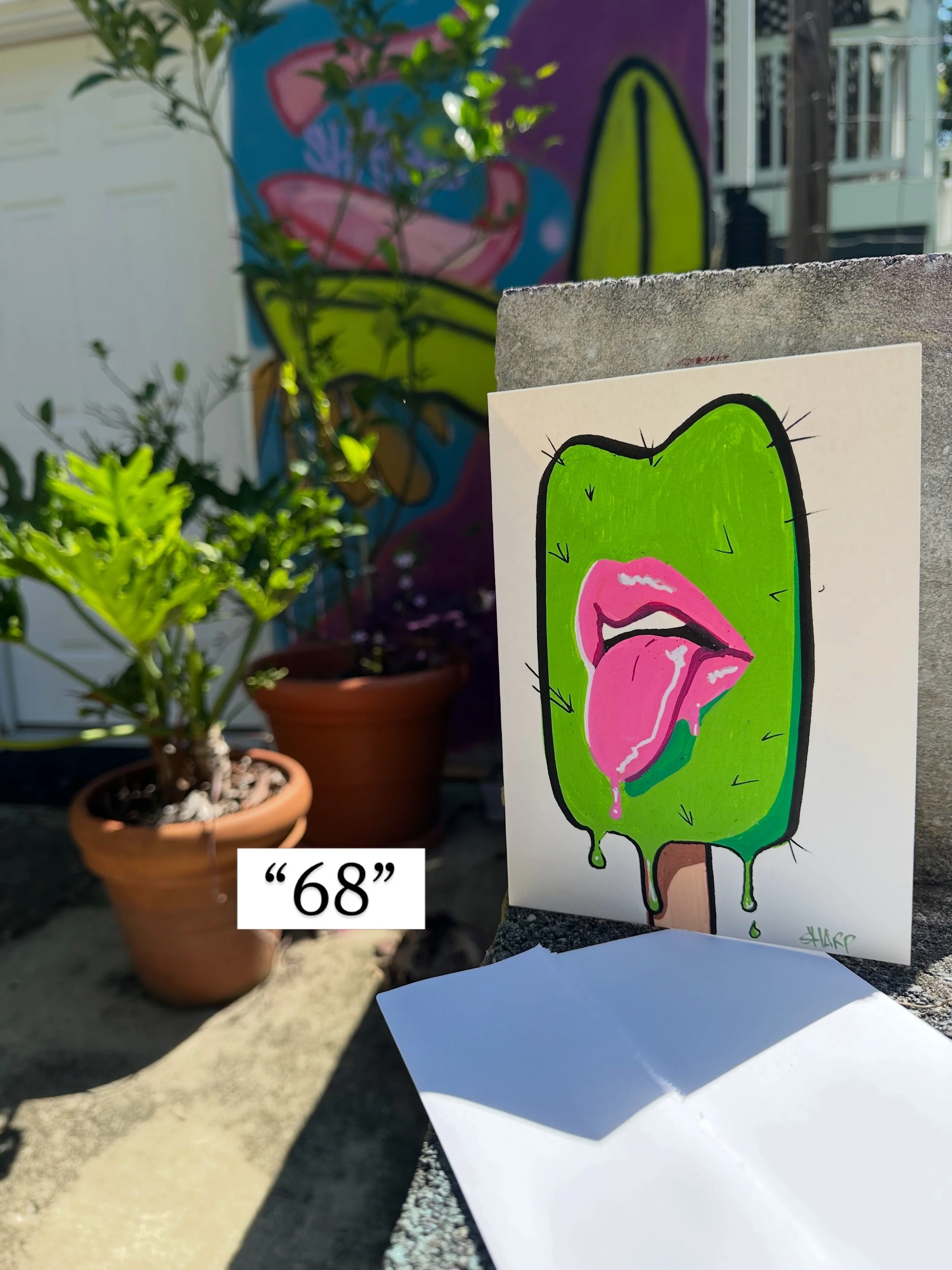 Hand-painted Greeting Card - "68"