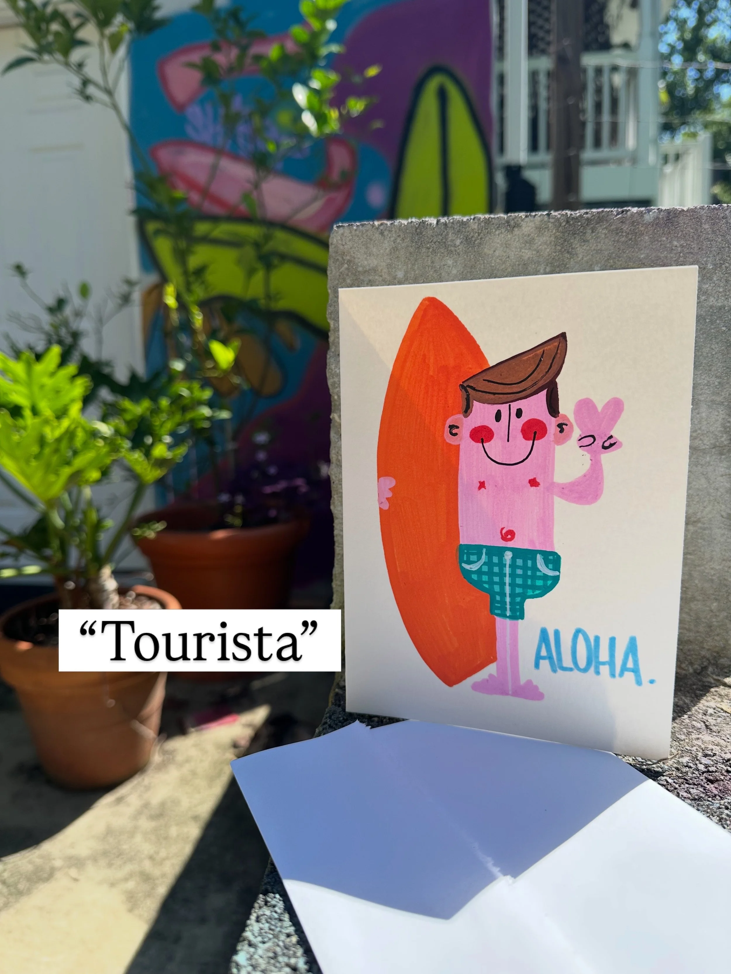 Hand-painted Greeting Card - "Tourista"