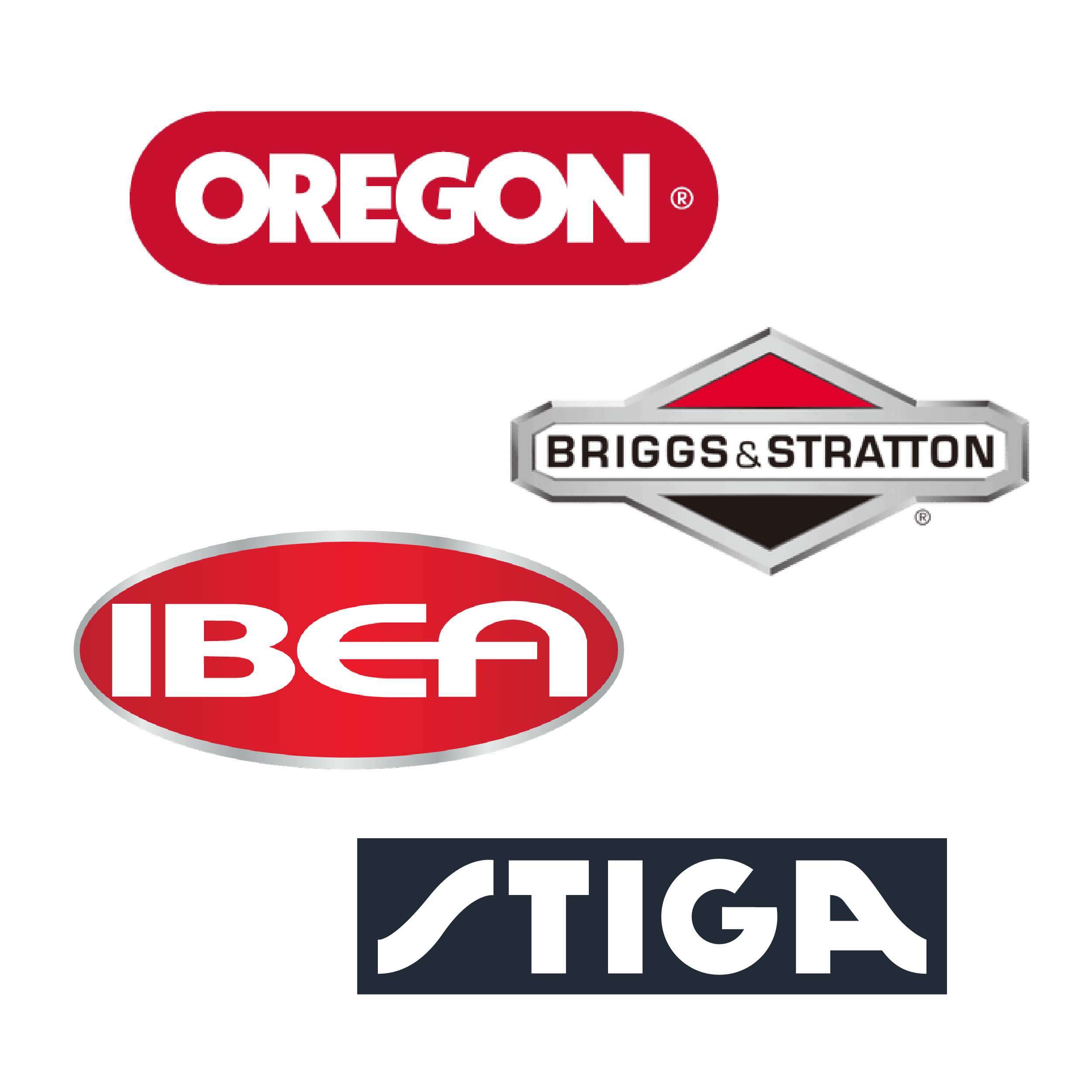 Collage of logos for Oregon, Briggs & Stratton, IBEA, and Stiga.