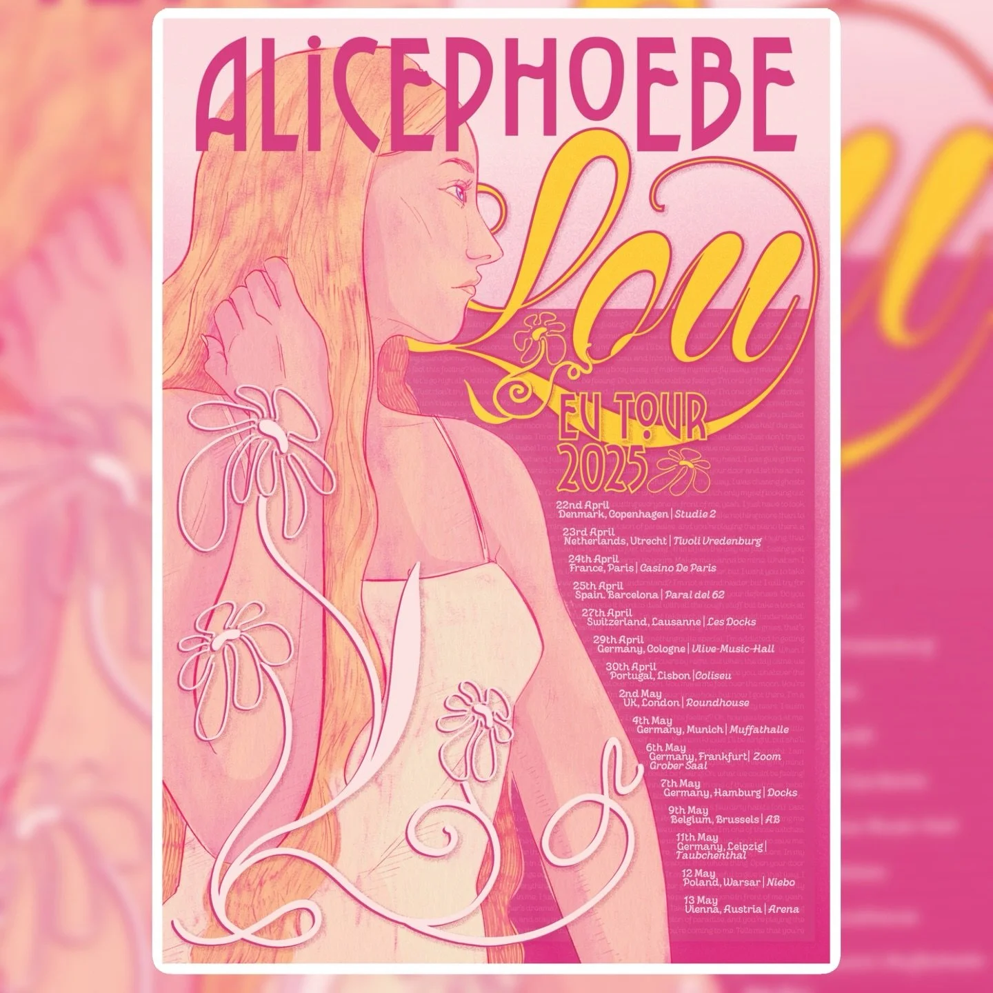 My favourite artist in the entire world @alicephoebelou 🌺🌞🌷 #musicposter #tourposter #procreate #photoshop
