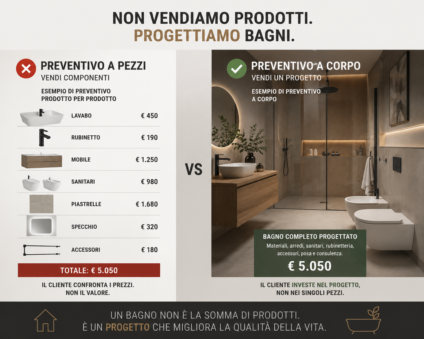 Negli showroom si continuano a fare preventivi “a pezzi”