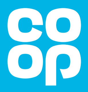 The logo of Co-op, with the word 'co' repeated twice in a stylized, rounded font, set against a blue background.