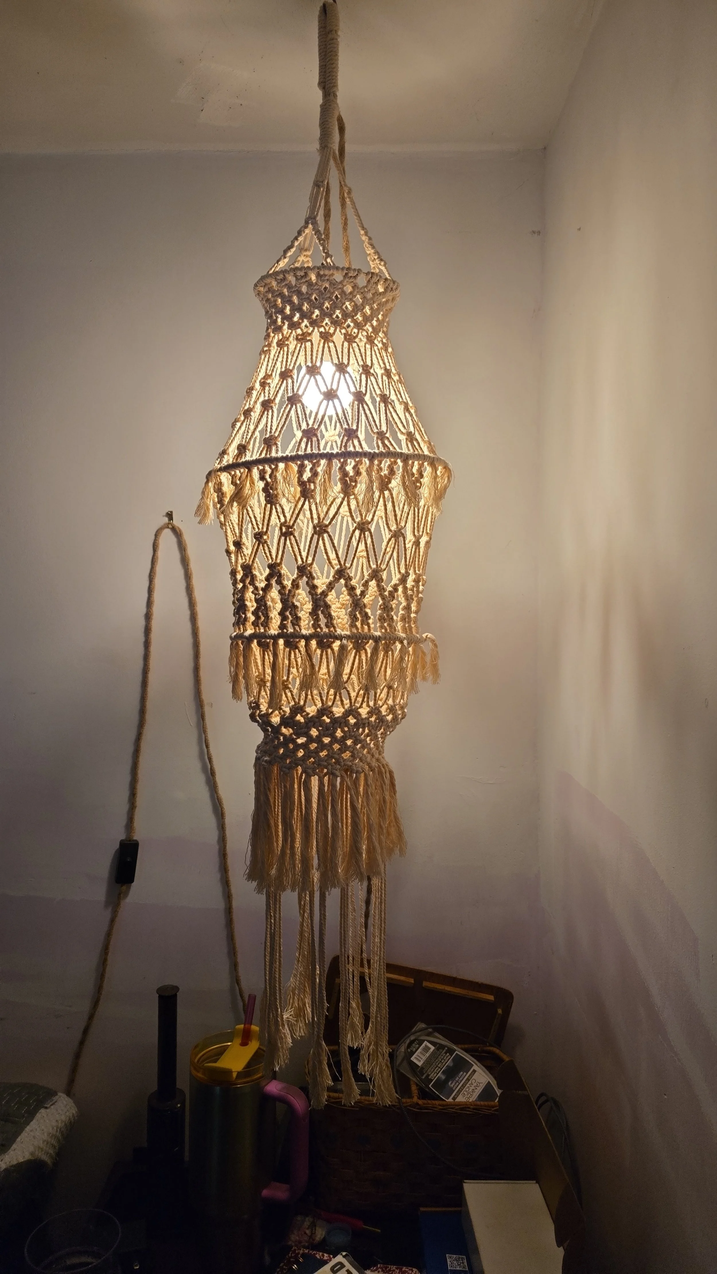 4 Tier Natural Cotton Macrame Chandelier