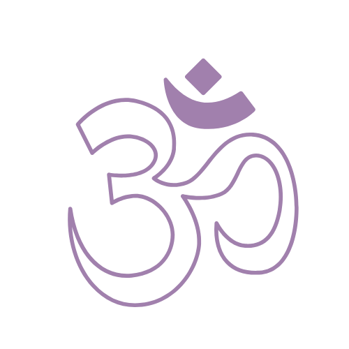 Purple Om symbol on black background