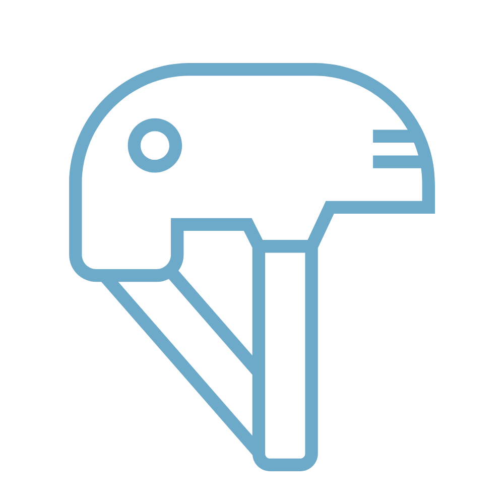 Line drawing of a section of an ice cream cone with a scoop on top.