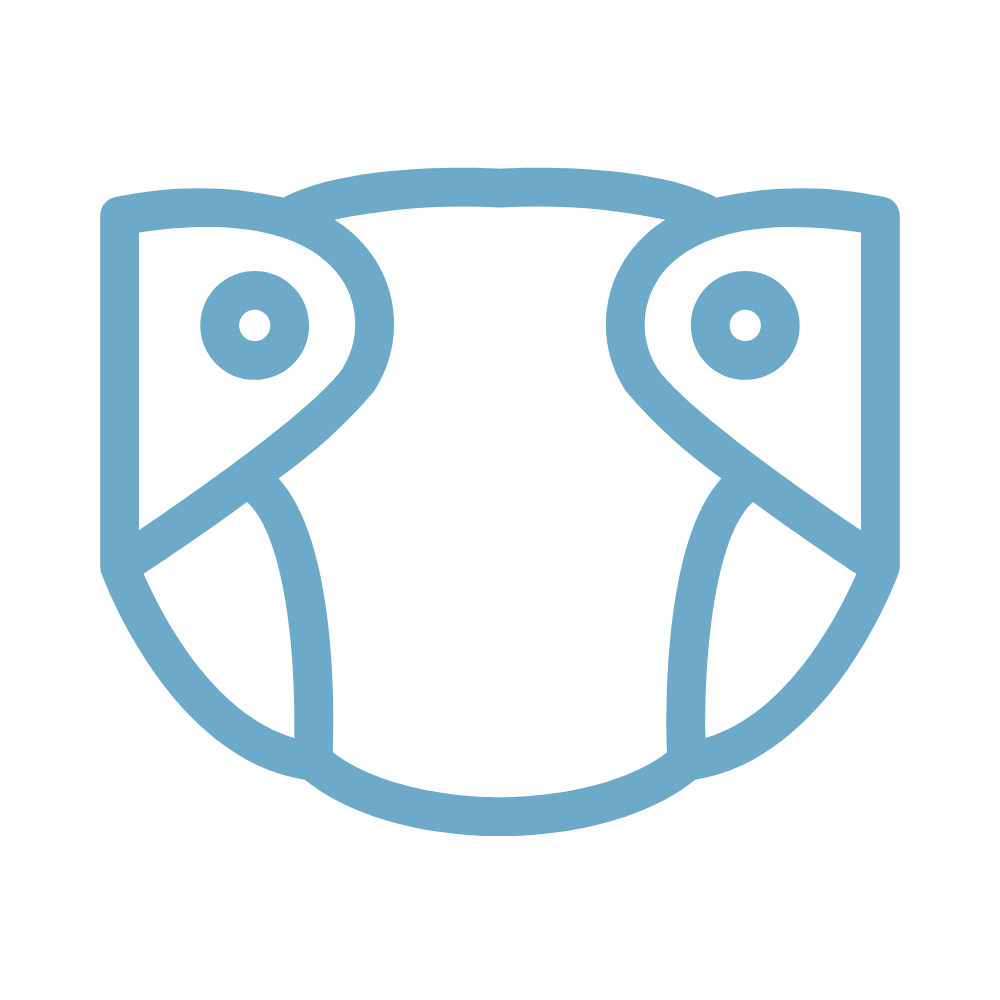 Line drawing of a face mask with ear loops.