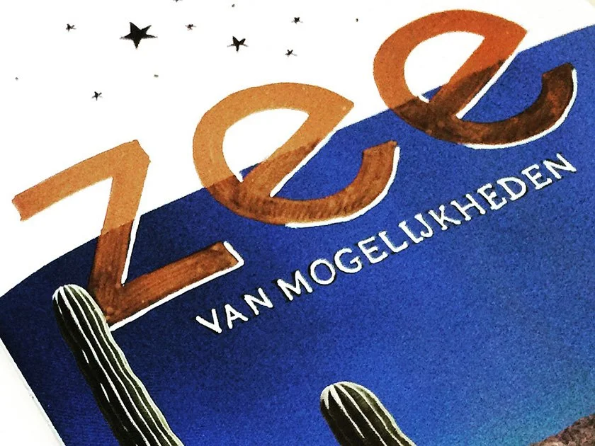 Book cover with large stylized 'ZEG' and Dutch text 'Van Mogelijkheden' below, featuring space-themed stars at the top and cacti at the bottom.
